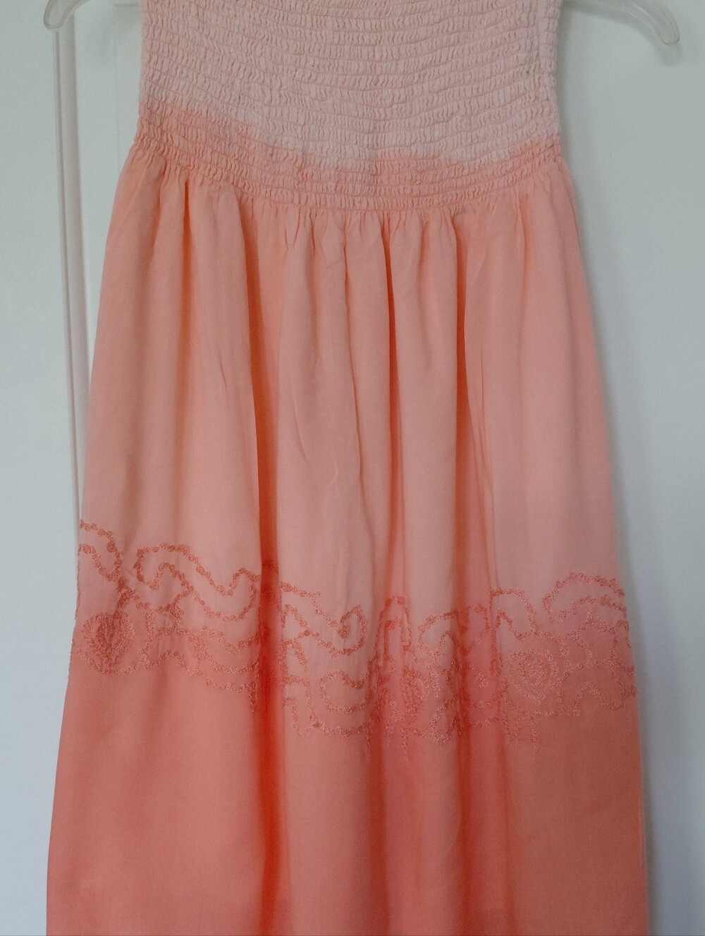 BEACHGOLD Peach Ombre Mini Beach Dress with Embroidered Hem